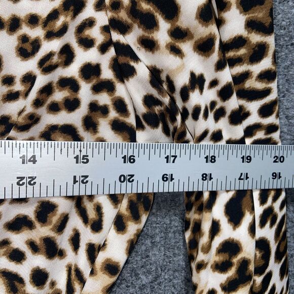 All In Favor Dress Women Size Large Brown Animal Print Long Sleeve Elastic Waist - Picture 7 of 9